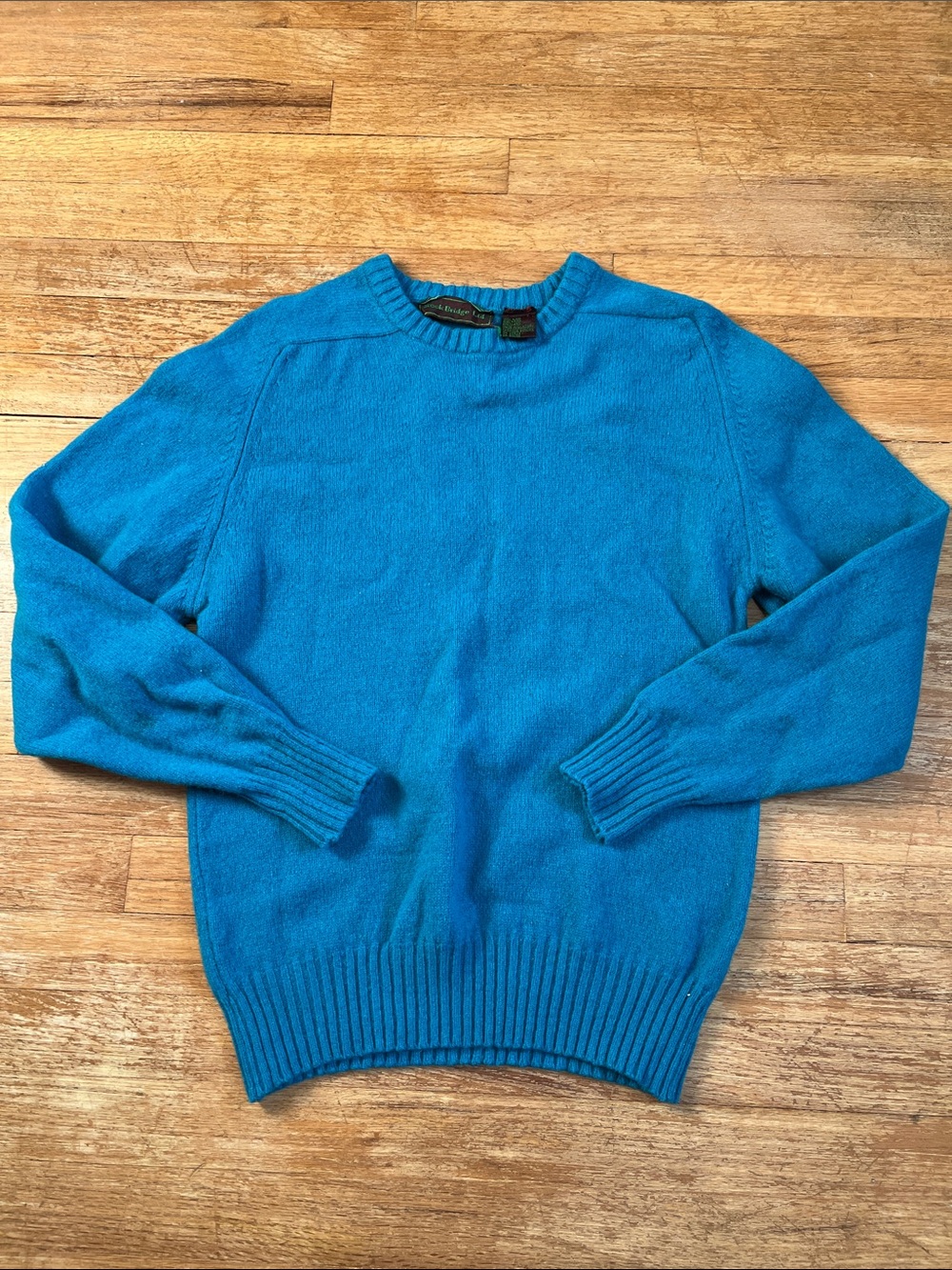 Stockbridge Shetland Wool Vintage Sweater Granola Indie Grunge Teal Blue large